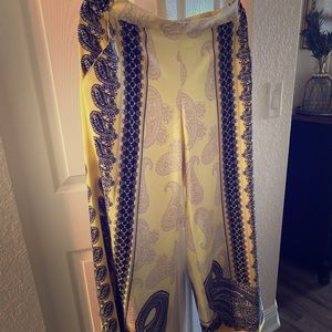 Yellow and black paisley palazo pants. NWOT.